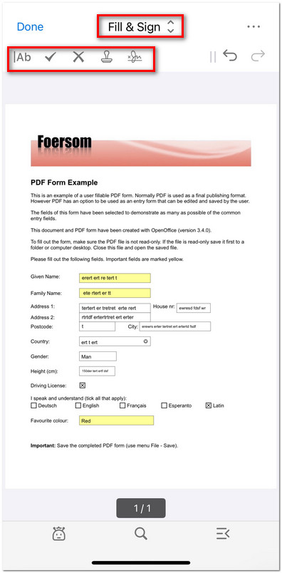Open the Fill and Sign PDF Tools