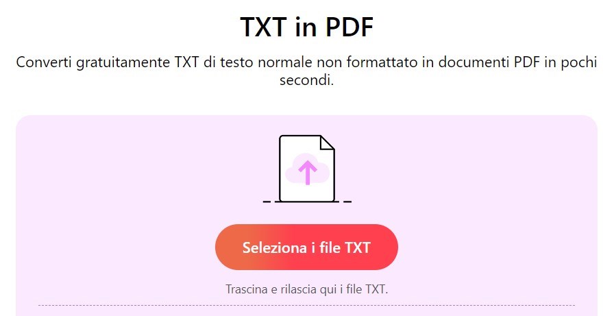 Seleziona il file TXT