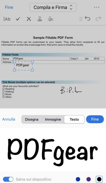 Firma sul PDF compilato