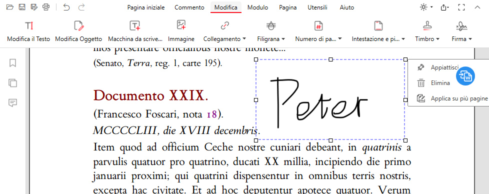 Affina i dettagli della firma