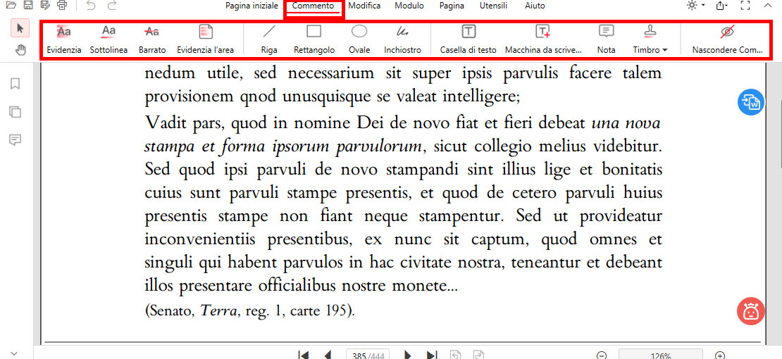 Vai alla Casella degli Strumenti Annotazioni