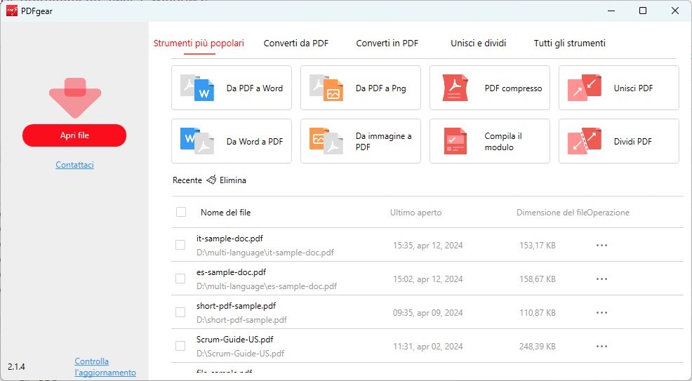 Apri file PDF in PDFgear Desktop