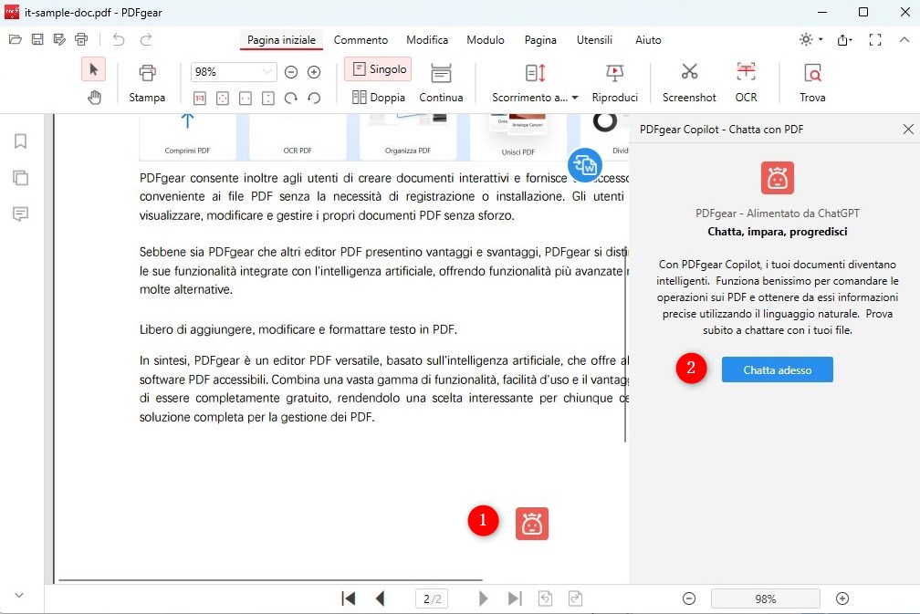Apri il Copilota PDF in PDFgear