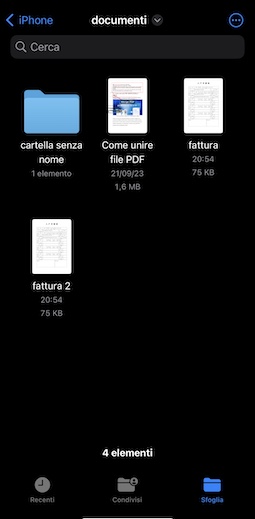 Apri PDF nella cartella