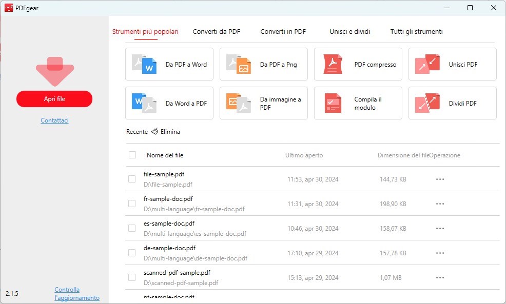 Apri un PDF in PDFgear