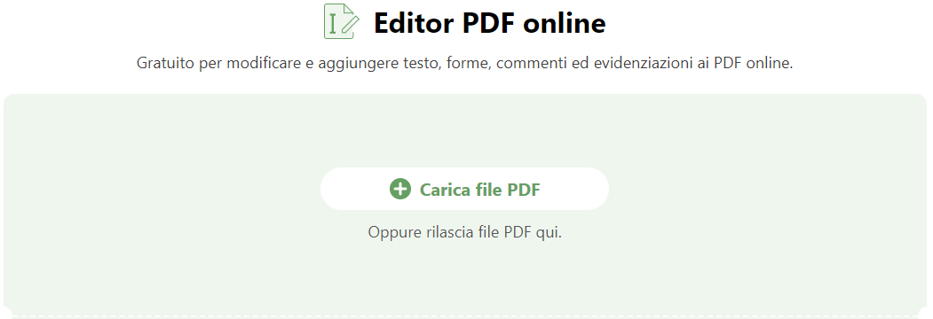 Carica PDF nell'Editor Online