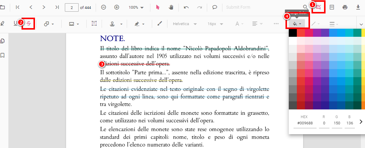 Barrato nel Testo in PDFgear Online Editor