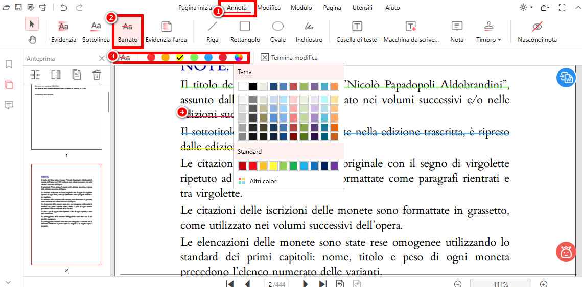 Barrato nel PDF in PDFgear