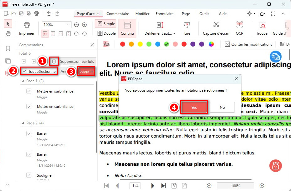 Eliminazione batch delle evidenziature da un PDF