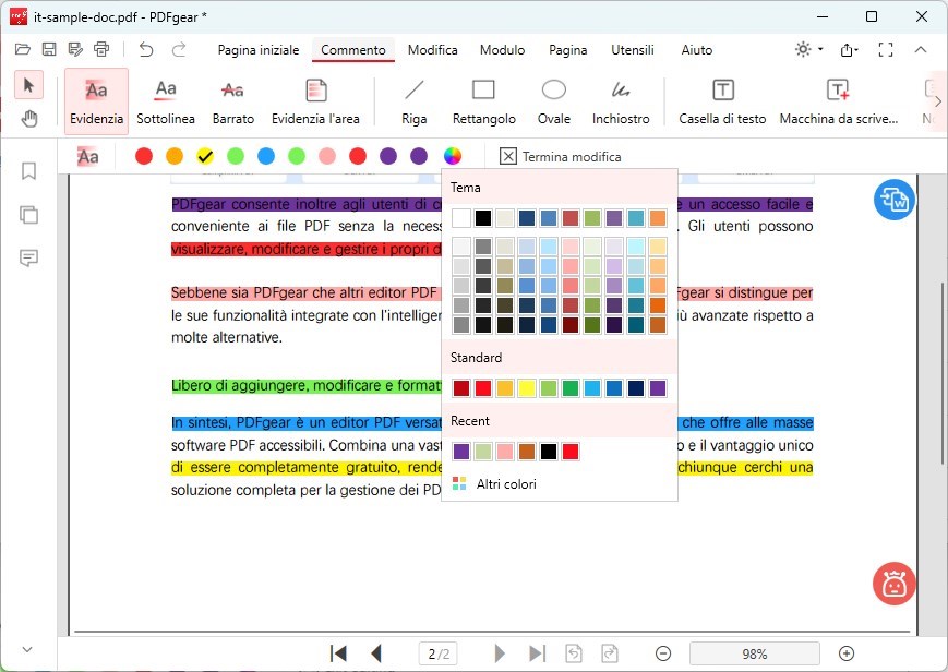 Cambia il Colore dell'Evidenziazione