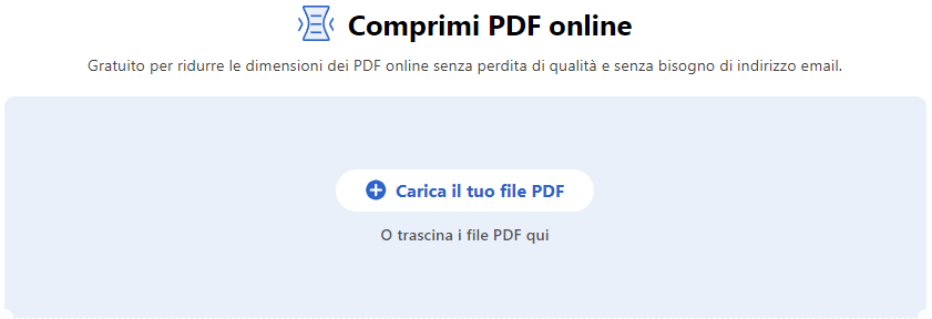 Carica il PDF da Comprimere