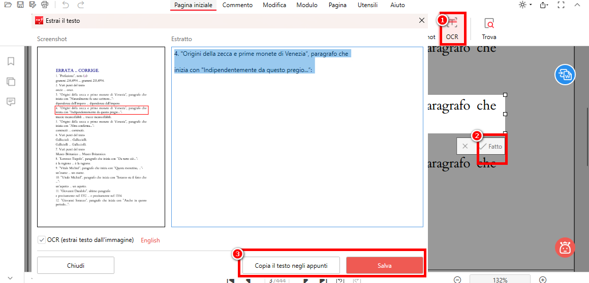 Estrai Testo con il Pulsante OCR
