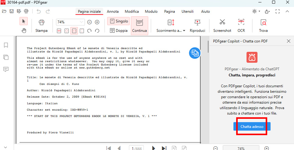 Conversa con i PDF con PDFgear Chatbot