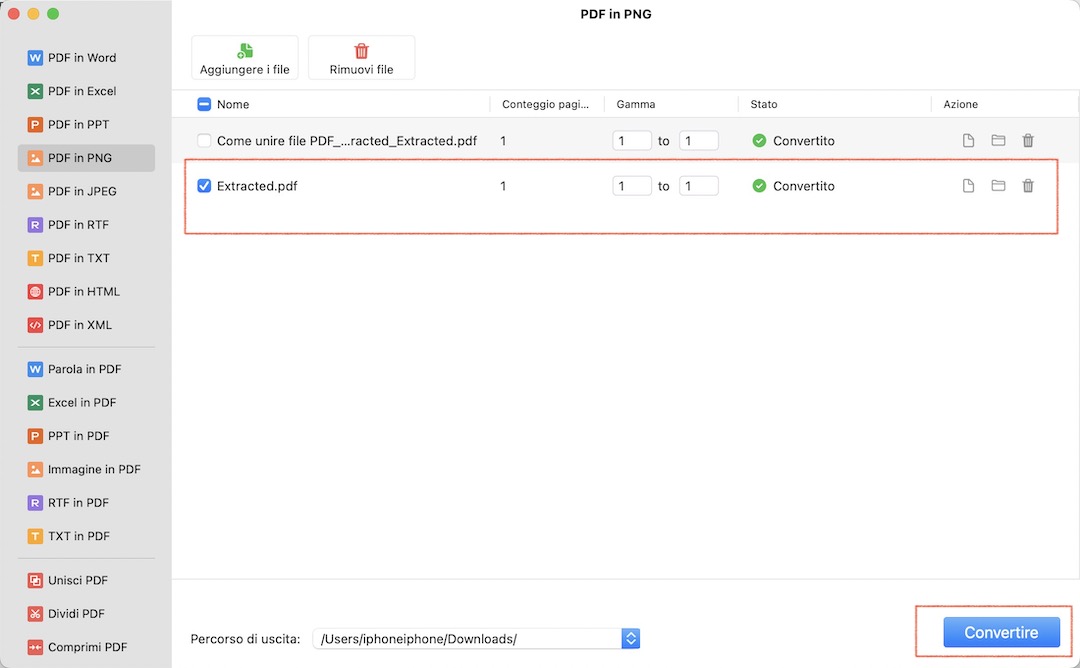 Converti l’immagine di PDF