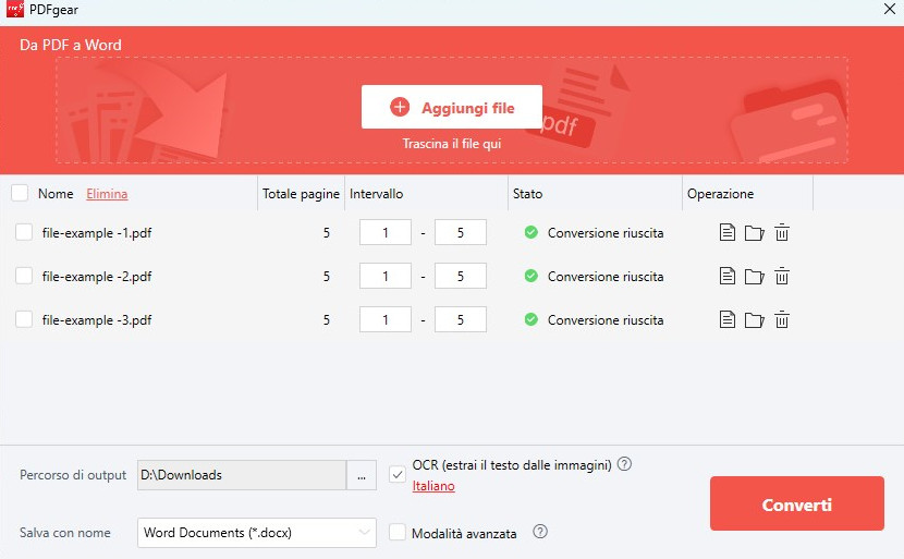 Converti PDF scansionati in Word in batch