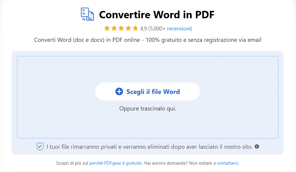 Convertire Word in PDF Online Gratis