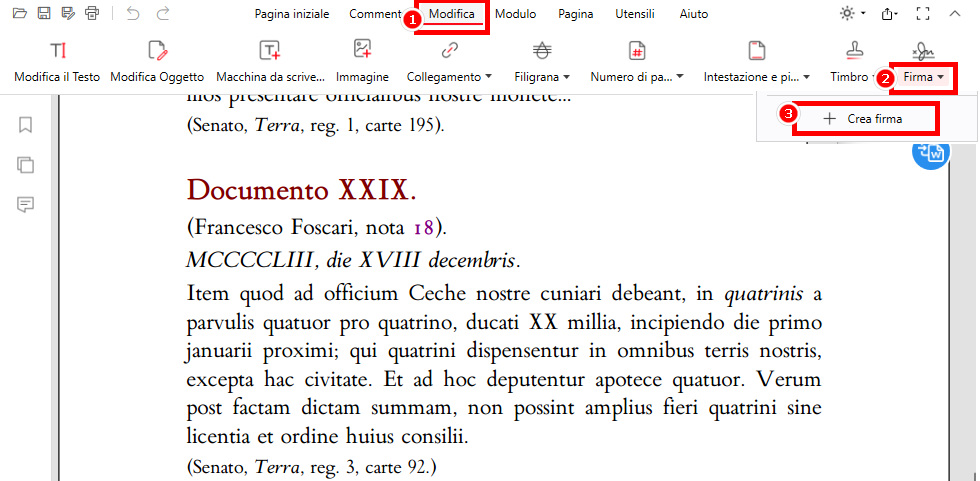 Crea una firma su PDFgear