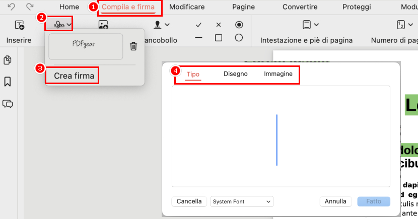 Crea una firma con PDFgear