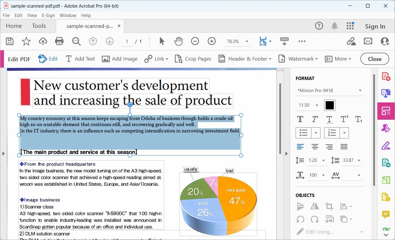 Modifica il PDF scansionato in Adobe Acrobat