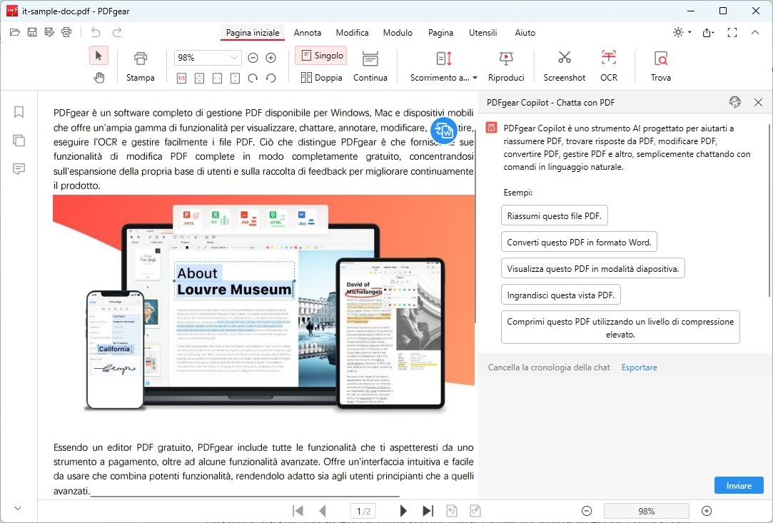 Editor PDF IA di PDFgear