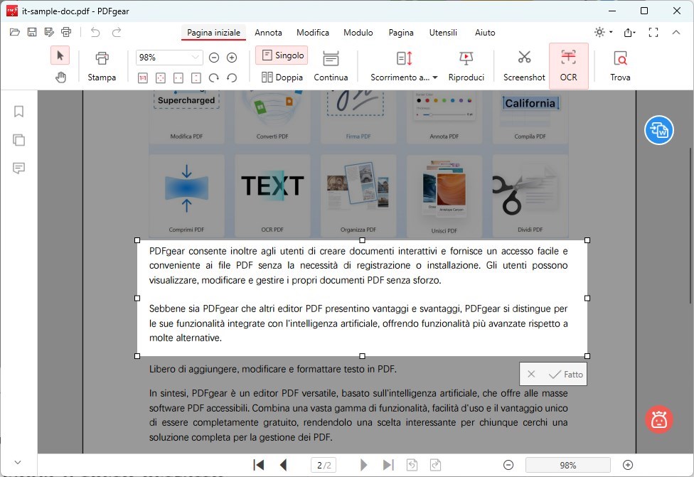 Estrai testo dall'immagine PDF