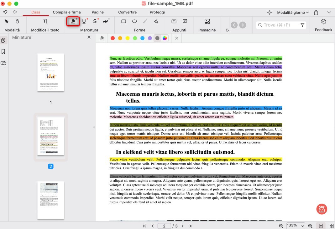 Evidenziare PDF su Mac usando PDFgear