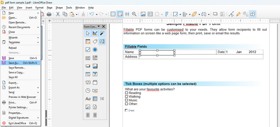 Esporta Modulo Compilabile in LibreOffice