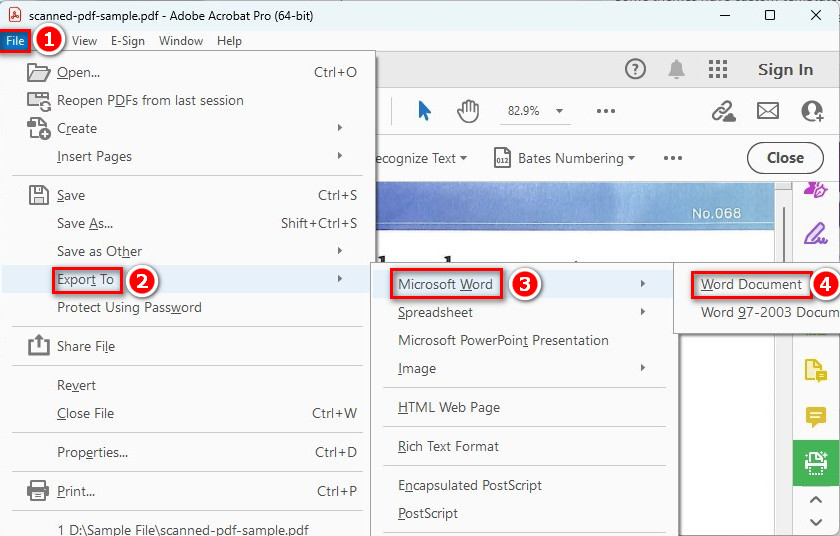 Esporta PDF scansionato in Word