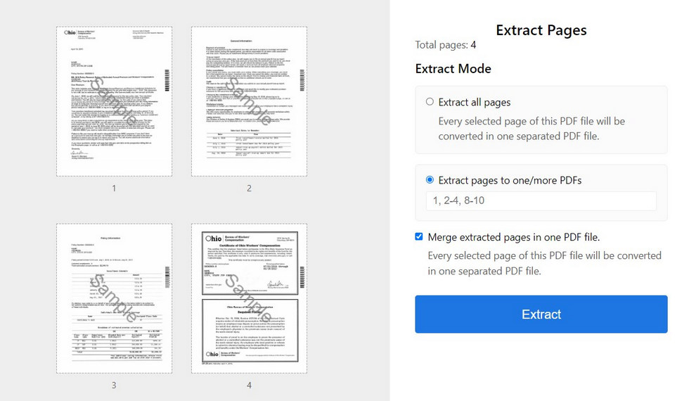 Estrai Pagine PDF Online con PDFgear