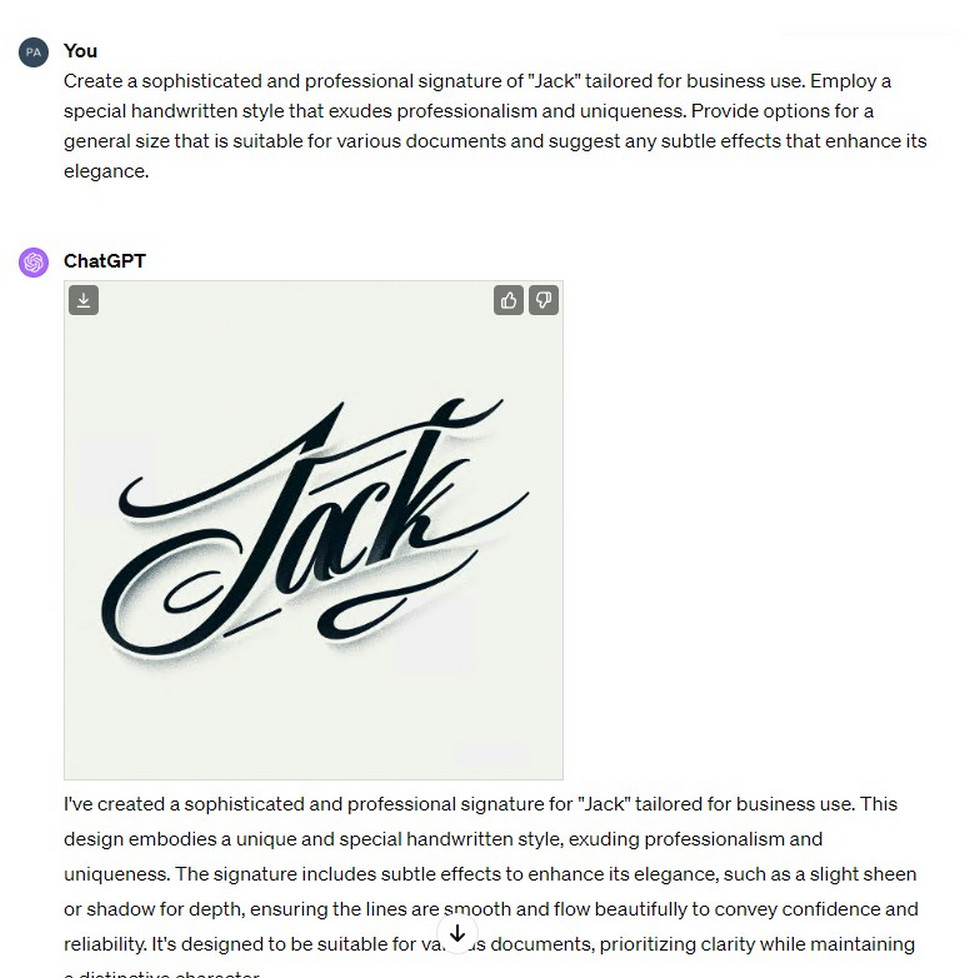 Generate a Signature in ChatGPT Plus