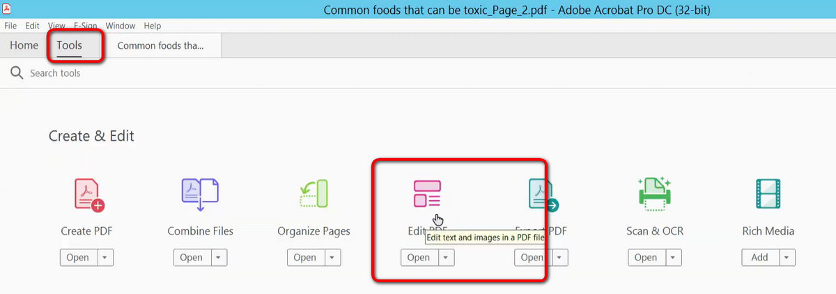 Modifica PDF in Acrobat