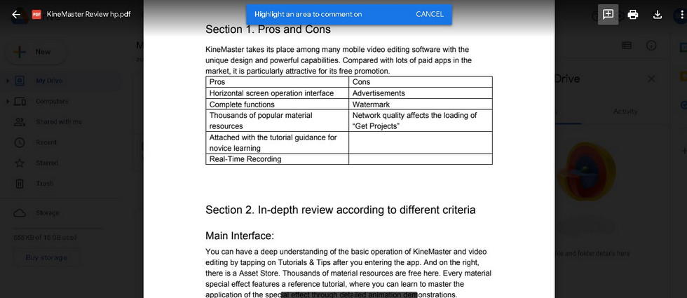 Aggiungi commenti in Google Drive