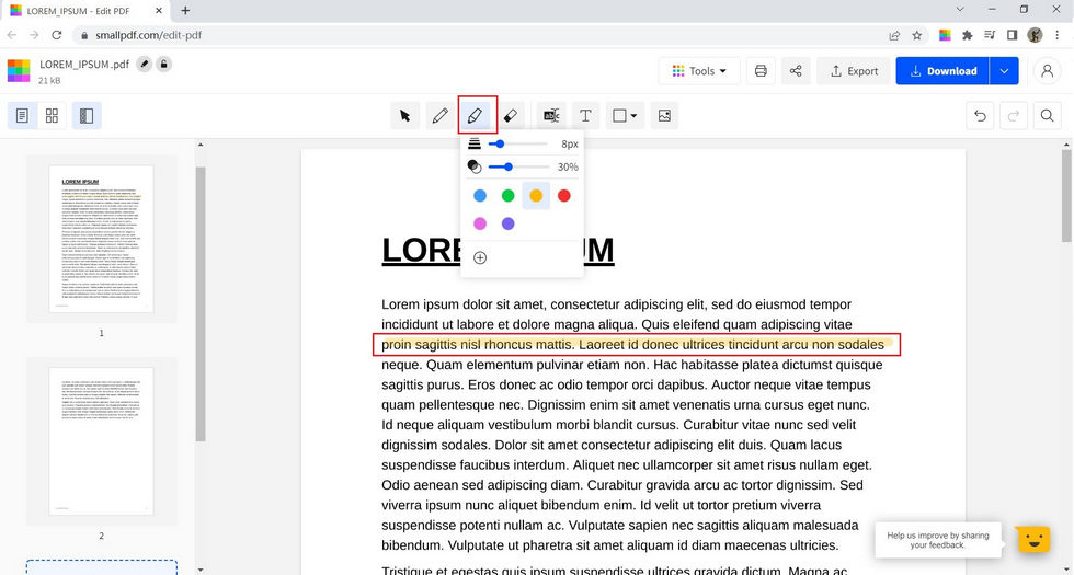 Evidenziare PDF in Chrome