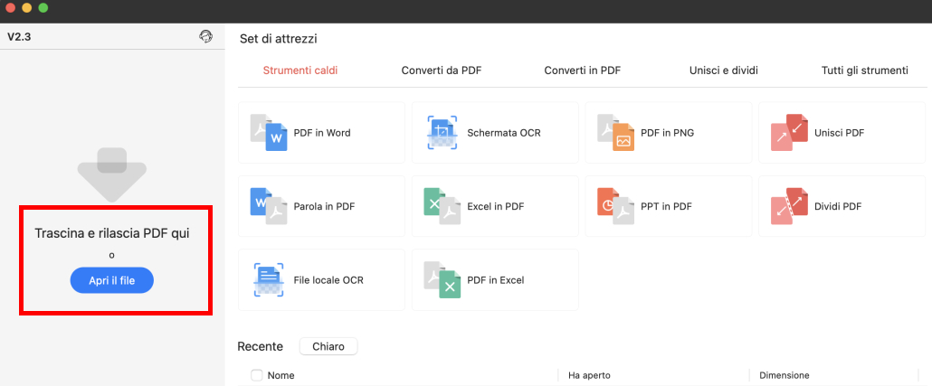 Importa PDF in PDFgear