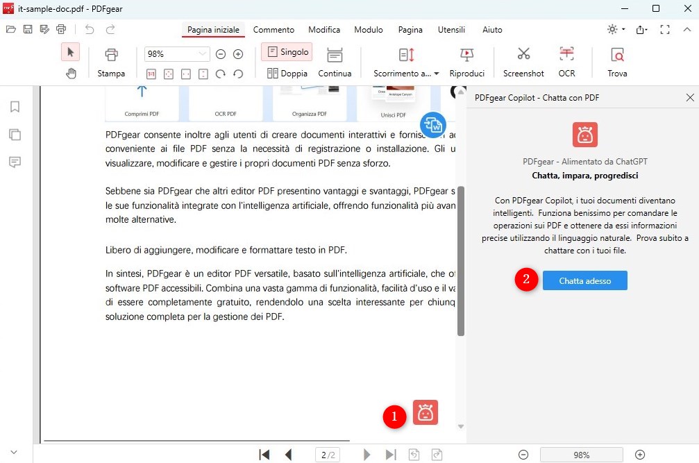 Inizia a Chattare in PDFgear