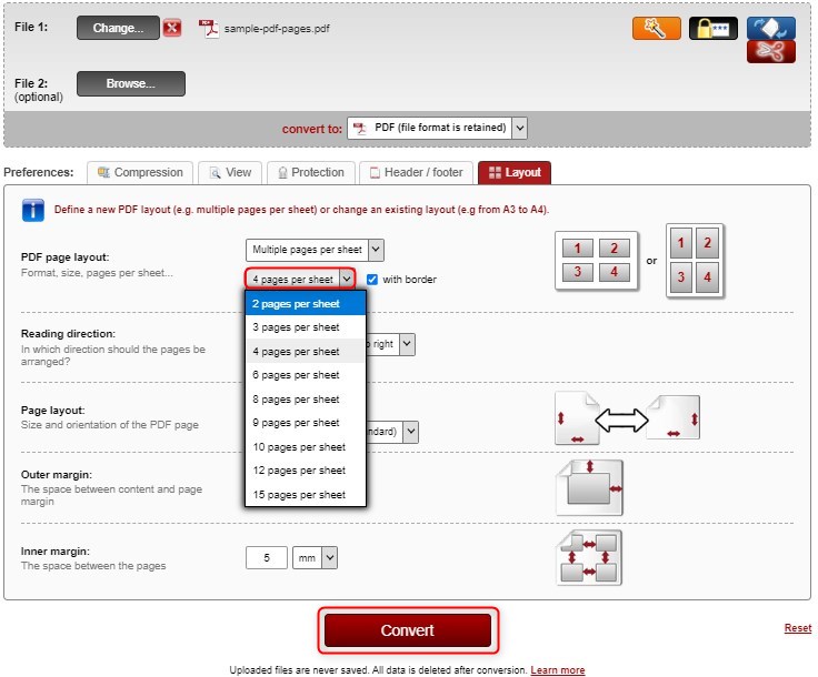 Unisci Più Pagine PDF in Una Pagina Online Gratis