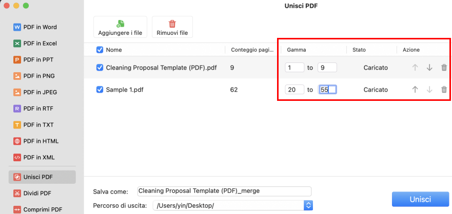 Unire PDF con PDFgear per Mac