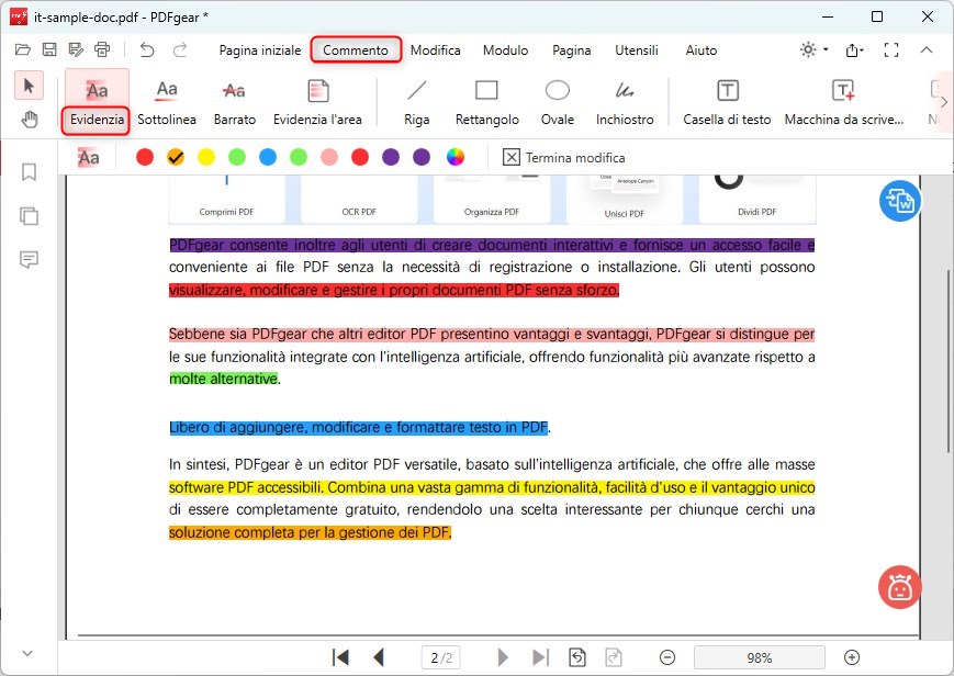 Miglior evidenziatore PDF PDFgear