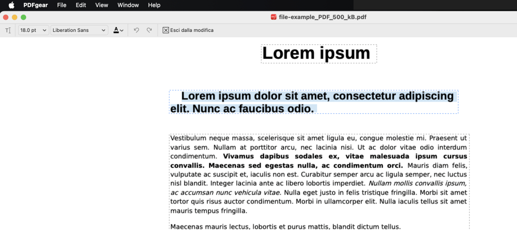 Modifica Testo in un PDF in PDFgear