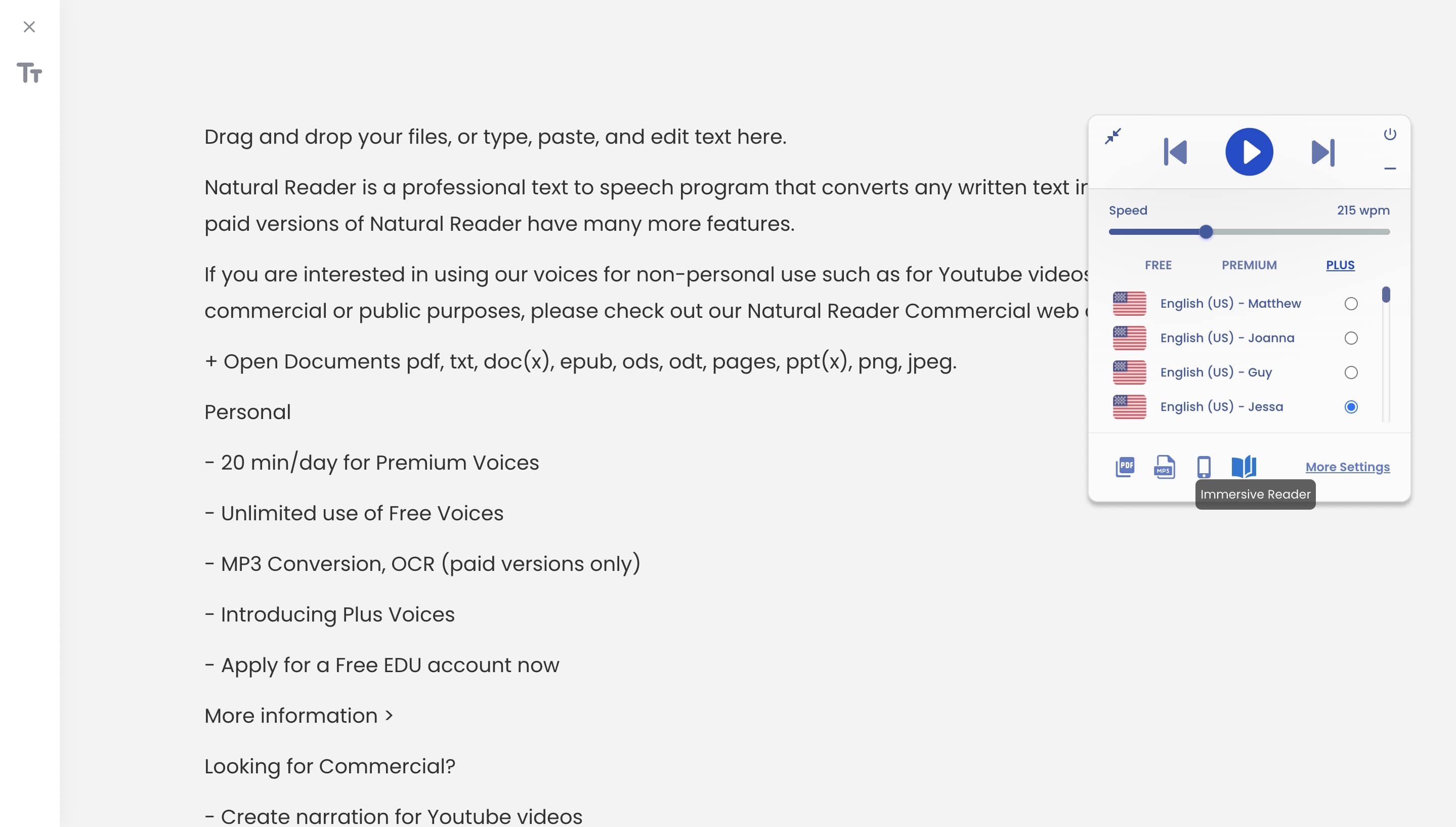Visualizzatore PDF AI NaturalReader