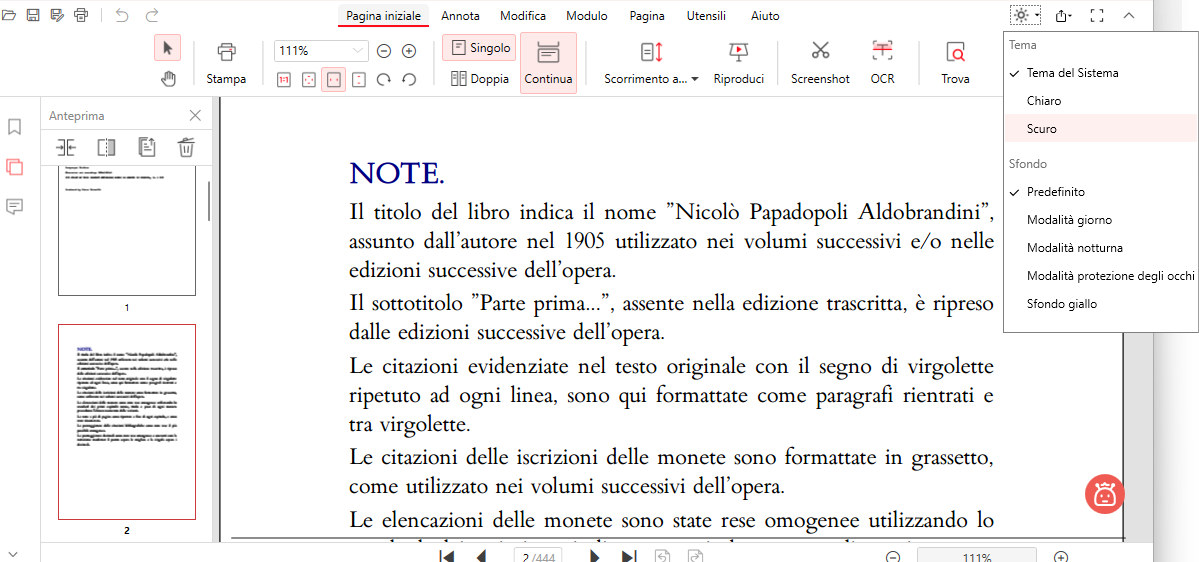 Attiva Tema Scuro in PDFgear