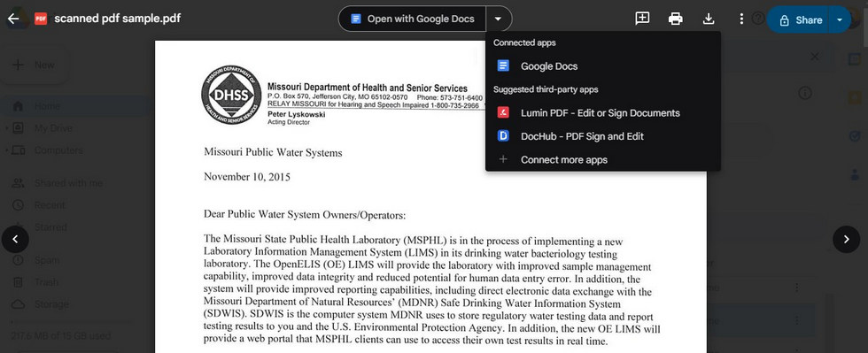 Apri PDF con Google Docs