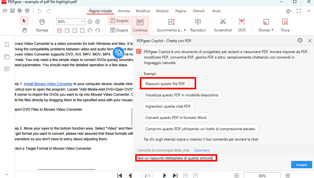Ottieni il Riassunto dell'Articolo dal Chatbot PDFgear