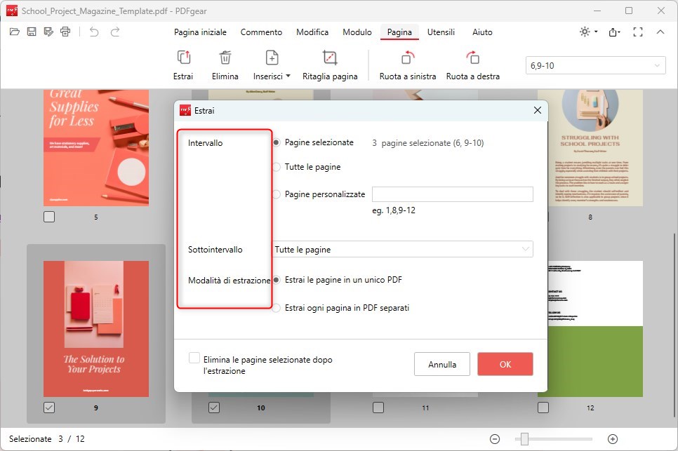 Pagine PDF Estratte Personalizzate