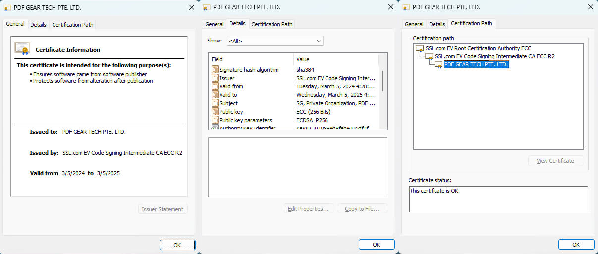 Certificato dell'Editore PDFgear