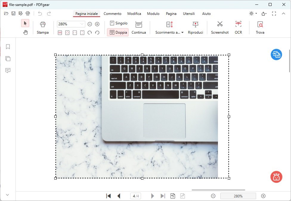 Regola la dimensione dell'immagine