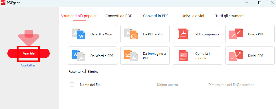 Carica un PDF su PDFgear