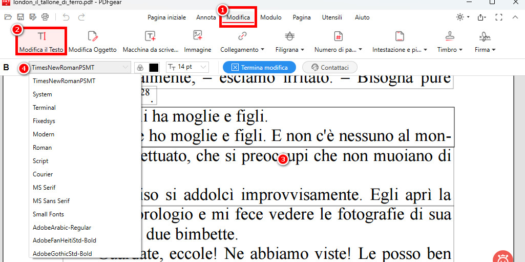 Seleziona Testo e Controlla il Font