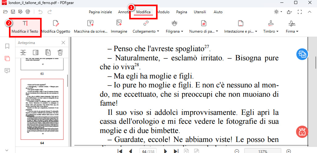 Seleziona l'Opzione Modifica Testo