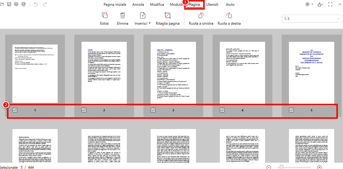 Seleziona Pagine da Estrarre